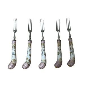 vintage a & e lewis Sheffield England 3 Programs Fish Cocktail Forks Set 5